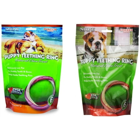 N-Bone Variety Puppy Teething Ring 6 Pack Pumpkin Flavor and 6 Pack Chicken Flavor