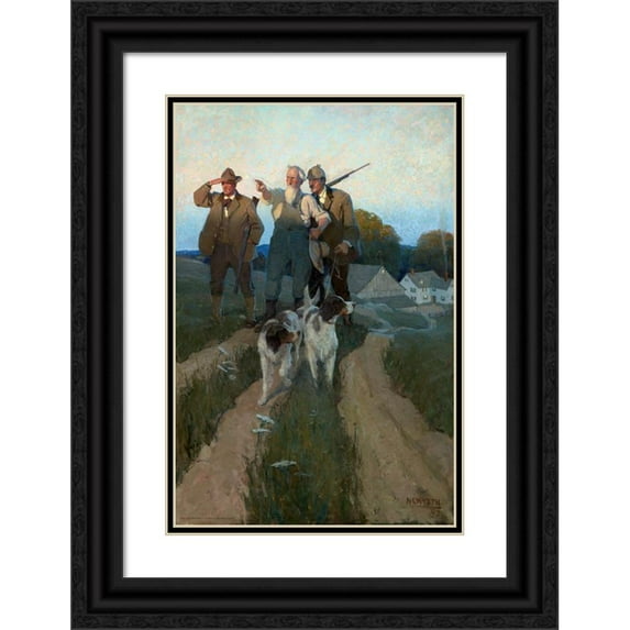 N. C. Wyeth 11x14 Black Ornate Wood Framed Double Matted Museum Art Print Titled: Over Yonder (1909)