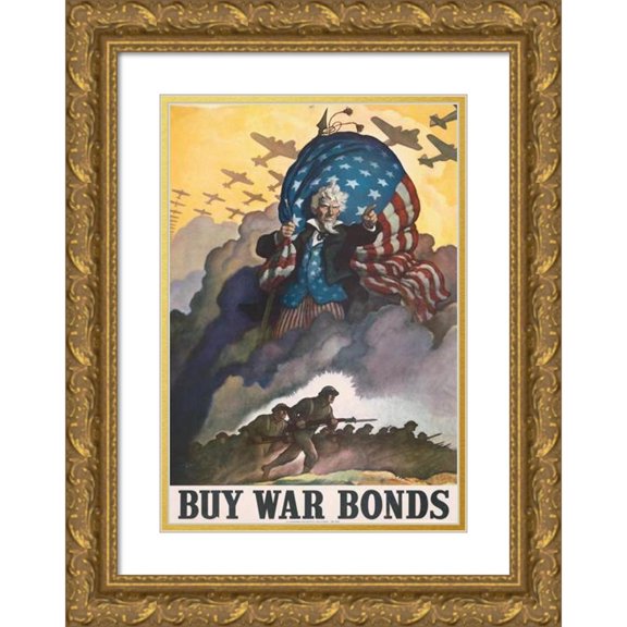 N. C. Wyeth 17x24 Gold Ornate Framed and Double Matted Museum Art Print Titled - Buy War Bonds (1942)