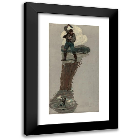 N. C. Wyeth 9x14 Black Modern Framed Museum Art Print Titled - He Even Asked if it Would Be All Right to Retain His Pipe and Tobacco (1905)