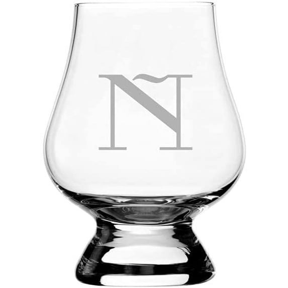 N Celtic Monogram Etched 2.5oz Glencairn Wee Whisky Glass