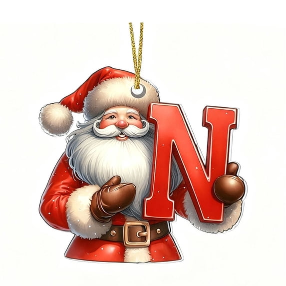 N Christmas Flat 2D Letter Ornament For Tree And Car Hanging Decoration Letter N 3 Inch