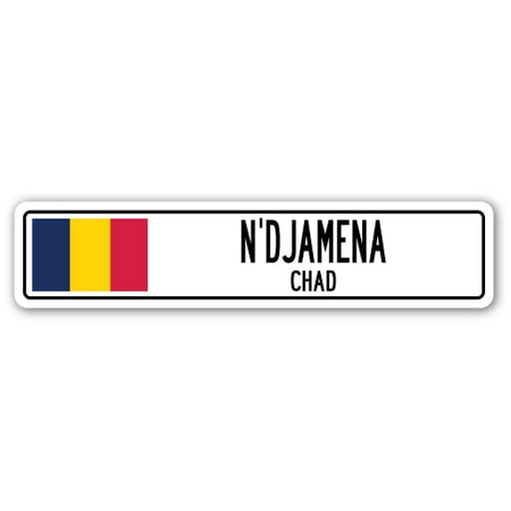N'DJAMENA CHAD Street Sign Chadian flag city country road wall gift