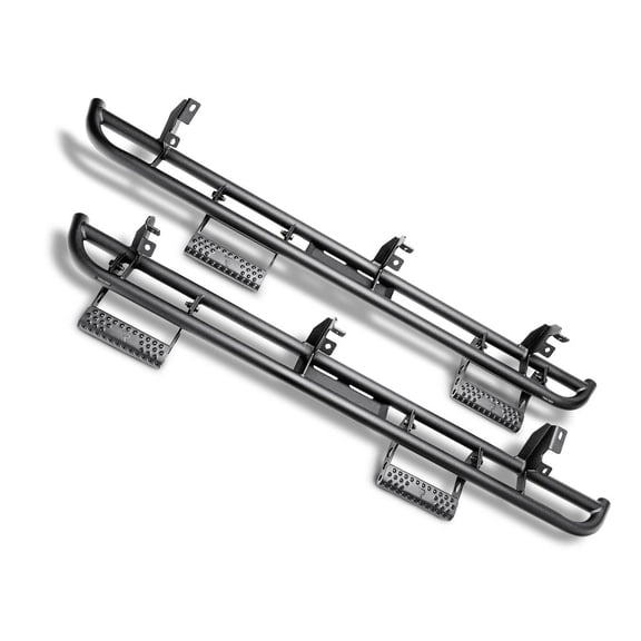 N-Fab by RealTruck RKR Step System | Cab Length, Tubular Steel, Textured Black | F214BRKRS4 | Compatible with 2021-2024 Ford Bronco 4-Door SUV, SRW Gas