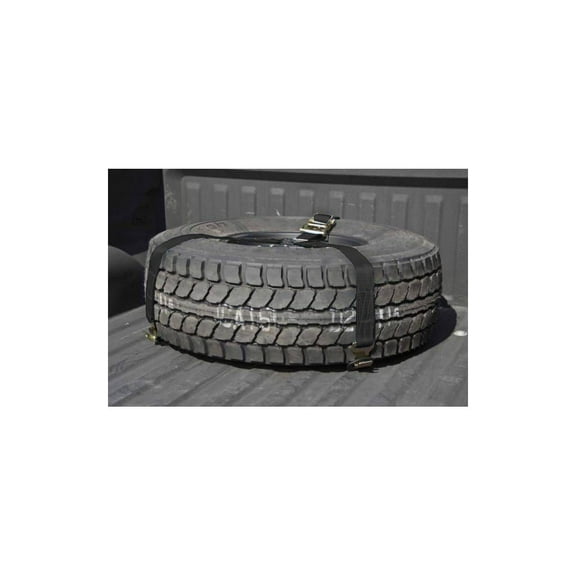 N-Fab by RealTruck Rapid Strap Truck Bed Tire Carrier | Gloss Black, Black Strap, Solid Welded Construction | BM1TSBK | Universal
