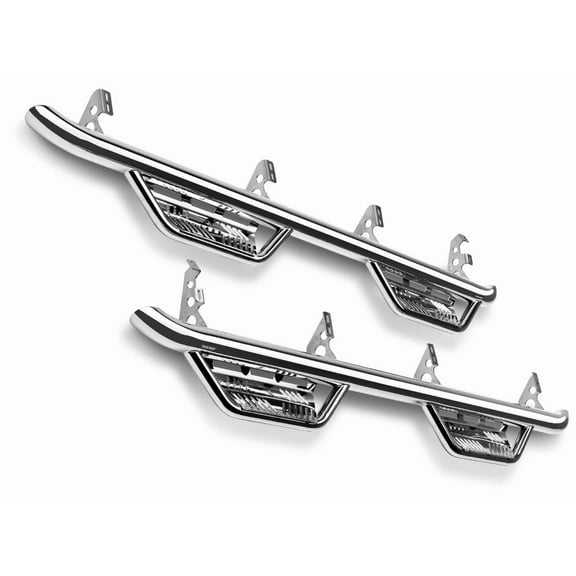 N-Fab by RealTruck Podium SS Steps | Wheel-to-Wheel, Stainless Steel, Polished | HPJ0764-SS | Compatible with 2007-2018 Jeep Wrangler JKU 4 Door All, SRW Gas