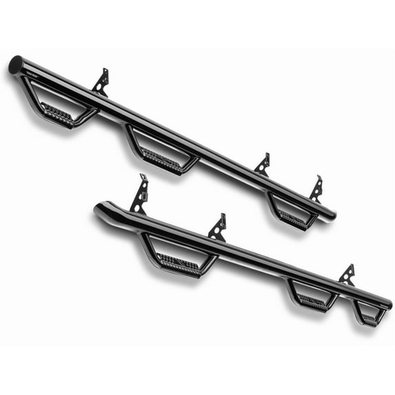 N-Fab Wheel-To-Wheel Gloss Black Nerf Steps w/Bed Access Fit 19-24 Silverado/Sierra 1500, 2020-2021 2500 3500 (Next Gen) Double Cab 6.5' Bed Clearance