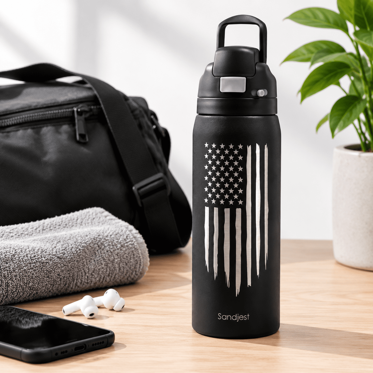 Push Button K N Flag Stainless Steel Push-button Water Bottle 32oz - Walmart.com