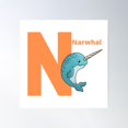 thumbnail image 1 of N For Narwhal - Alphabet And Animals Poster Wall Art, Modern Wall Decor For Living Room Bedroom, 24x24 UNFRAMED, 1 of 3