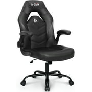 Neo Chair N-GEN Comfortable Flip-Up Armrest Faux Leather Gaming Chair with Swivel Wheels Adjustable, Black