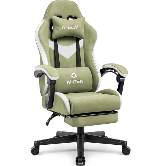 N-GEN GAMING Gaming Chair, Lumbar Support with Breathable Fabric, Green