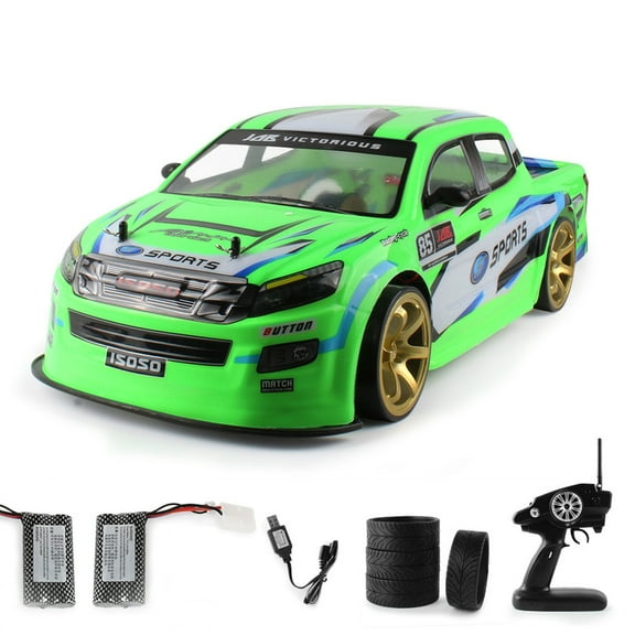 N Green 1 10 Scale 70Kmh 2.4G Rc Car 4Wd Double Battery High Speed Short Course Truck Led