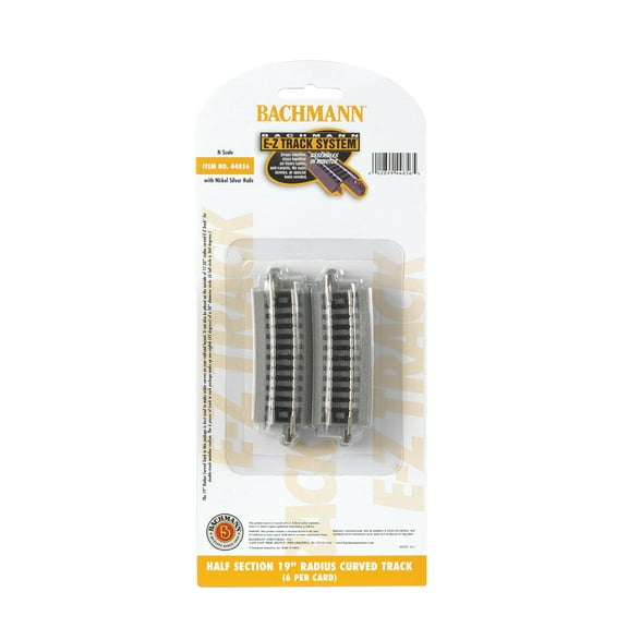 Bachmann 44856 N 19 Radius Curve Half Section w/Nickel Silver Rail (6)