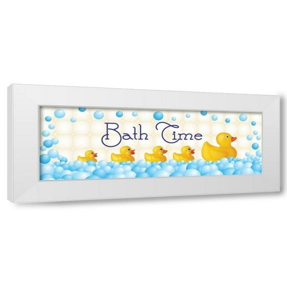 N Harbick 18x9 White Modern Wood Framed Wall Art Titled - Bath Time