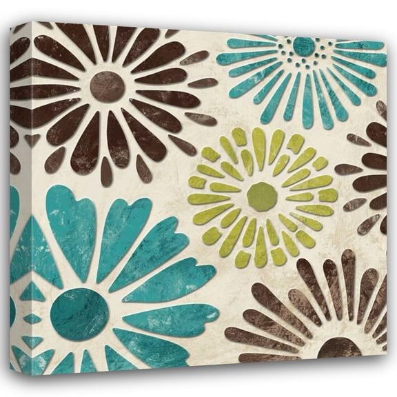 N Harbick 20x20 Gallery Wrapped Canvas Wall Art Titled - Stencil Flowers II