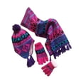 thumbnail image 1 of N'Ice Caps Big Girl's Warm Sherpa Lined Jacquard Hat, Scarf & Glove Set, Pink, 3-Piece, 1 of 8