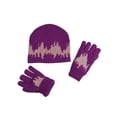 thumbnail image 1 of N'Ice Caps Big Kids Girls Hat Glove Set - Cable Knit and Sherpa Lined - Winter Purple, 1 of 2