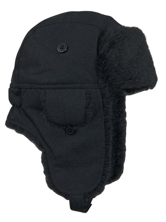 Boys Winter Black Trapper Hat Large Warm Ear Flaps - Kids Snow Male
