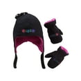 thumbnail image 1 of N'Ice Caps Girls Fleece Winter Hat Mitten Set - Infants Toddler Children Sherpa Lining - Black, 1 of 1