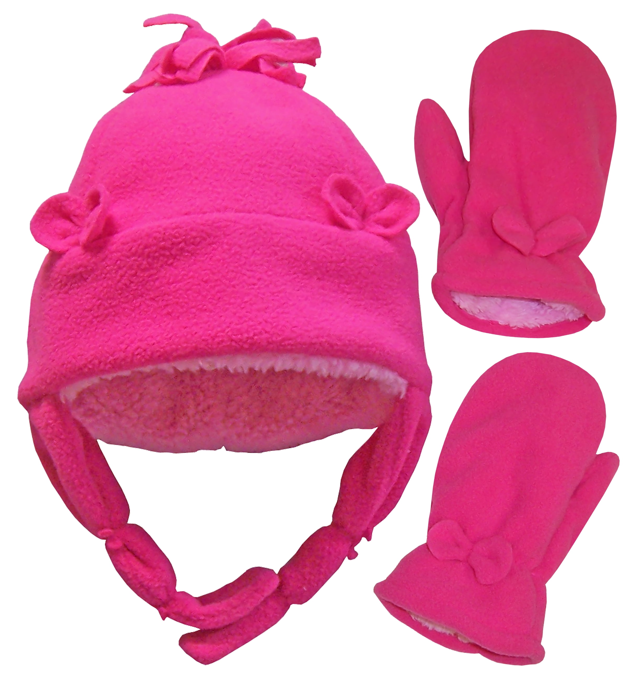 N'Ice Caps Girls Fleece Winter Hat Mitten Set Infants Toddler