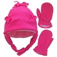 thumbnail image 1 of N'Ice Caps Girls Fleece Winter Hat Mitten Set - Infants Toddler Children Sherpa Lining - Fuchsia, 1 of 5