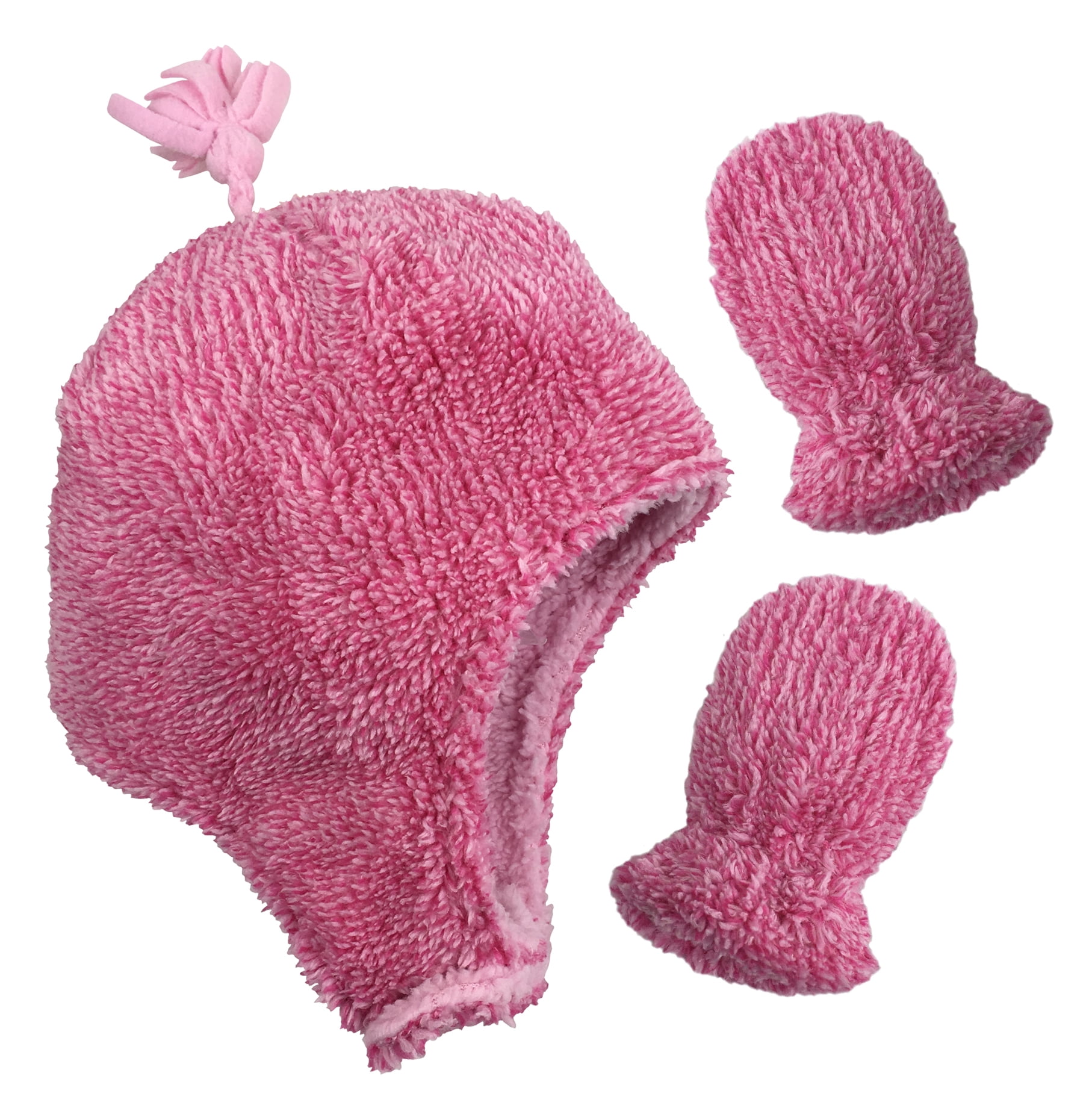 N'Ice Caps Girls Toddler Baby Sherpa Lined Fleece Hat Mitten Set - Kids ...