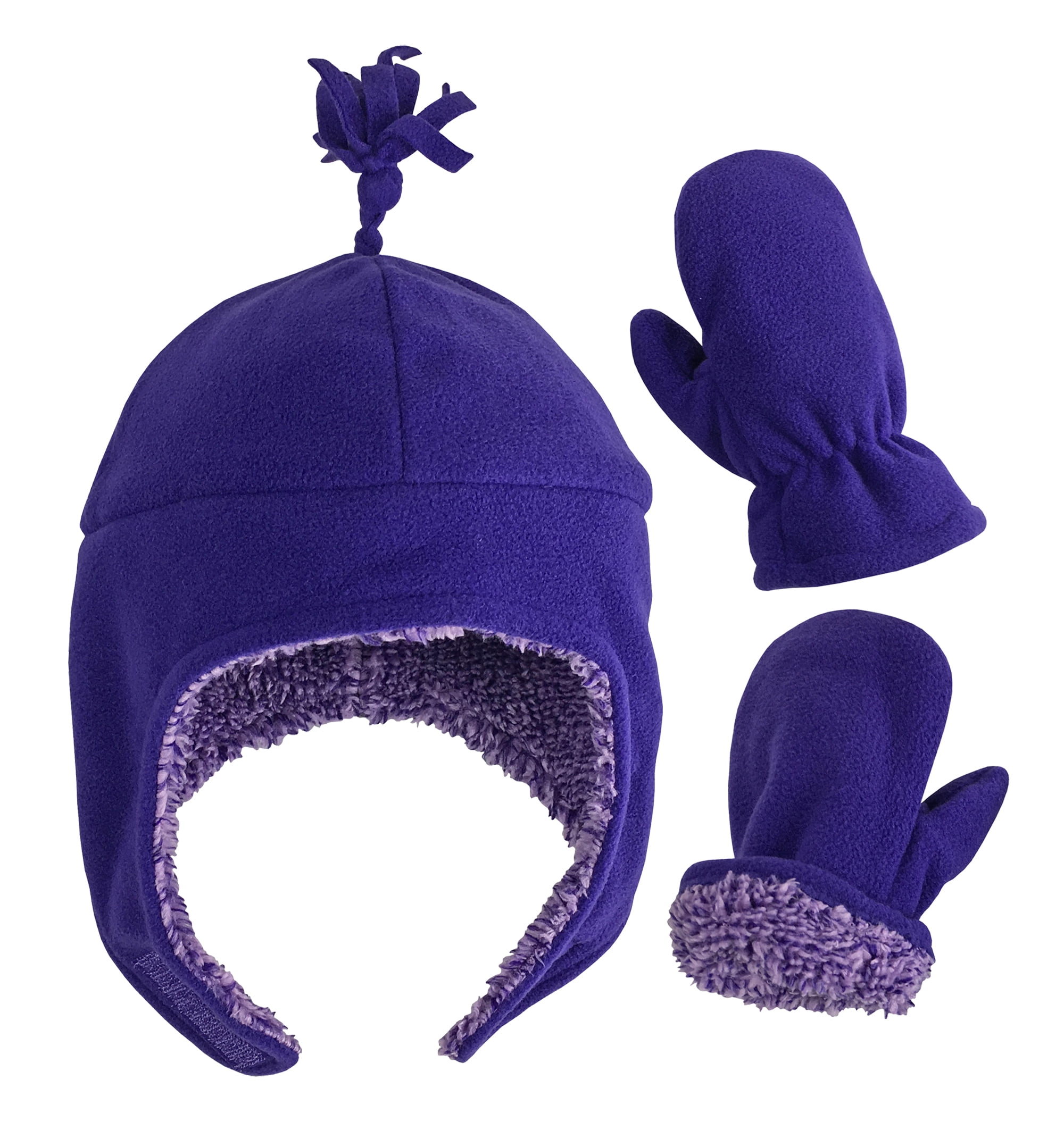 N'Ice Caps Jungen Mütze & Handschuhe Set - Sherpa Gefüttert, Micro Fleece, Mit Klettverschluss, In Mehreren Farben & Größen