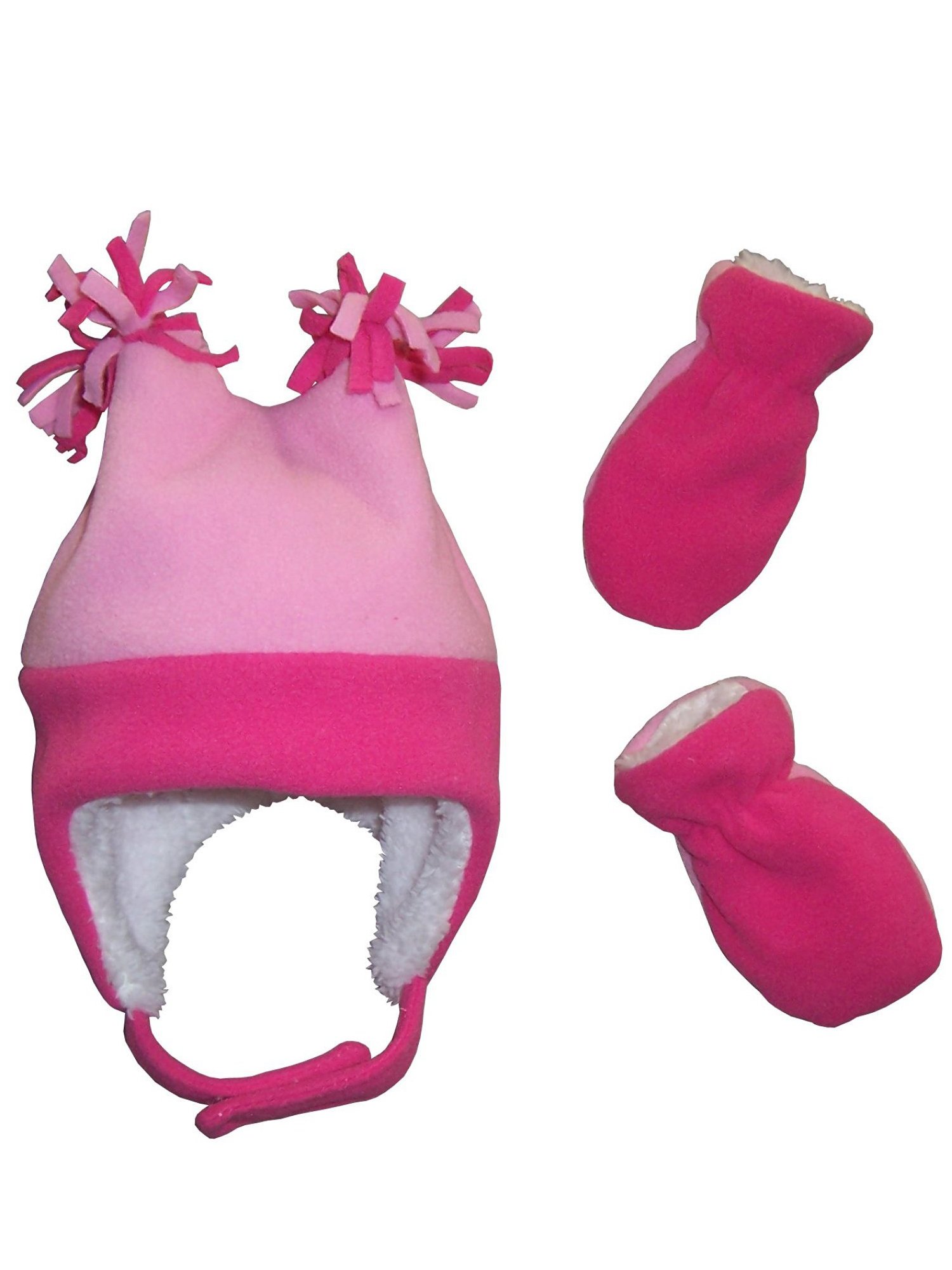 N'Ice Caps Girls Toddler Infants Warm Sherpa Lined Fleece Hat Mitten