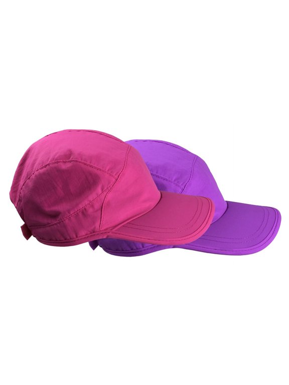 Kids 2-Pack SPF 50+ Ball Hats - UV Protection Adjustable Mesh Lined Girls Pink