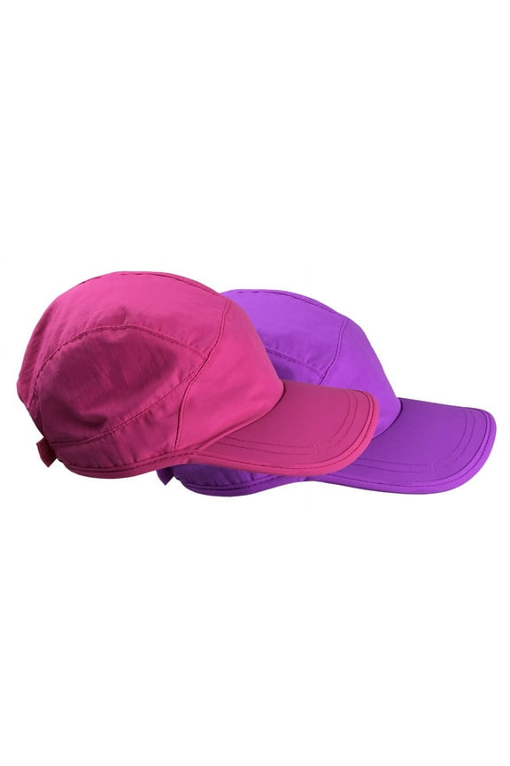 Kids 2-Pack SPF 50+ Sun Hats - UV Protection Adjustable Mesh Lined Girls Pink