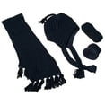 thumbnail image 1 of N'Ice Caps Kids Boys Knit 3 Piece Hat Scarf Mitten Sherpa Lined Winter Set - Toddler Black, 1 of 1