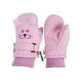 thumbnail image 1 of N'Ice Caps Kids Cute Animal Faces Waterproof Thinsulate Winter Ski Mittens Girls Pink, 1 of 1
