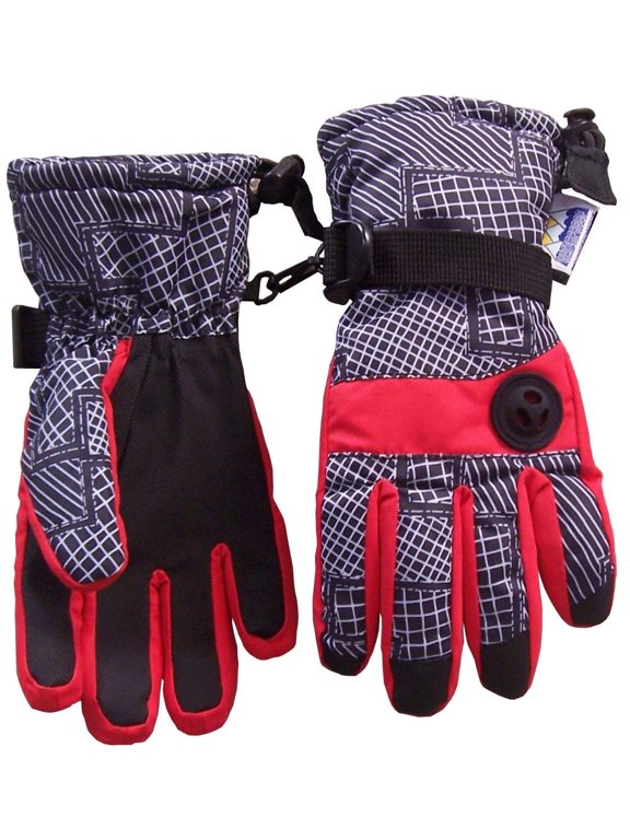 Kids Thinsulate Waterproof Insulated Ski Gloves | Boys Girls Winter Snow Red