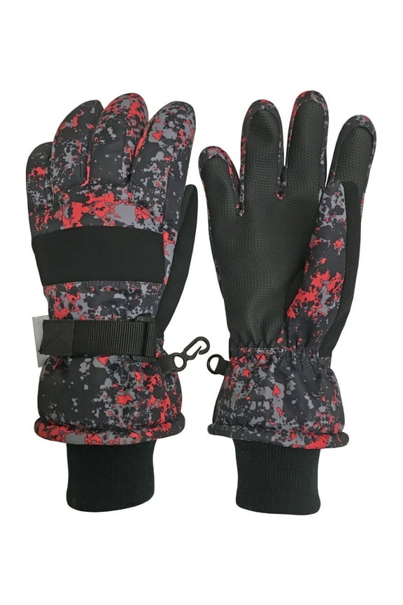 Kids Thinsulate Waterproof Insulated Ski Gloves | Boys Girls Winter Snow Red