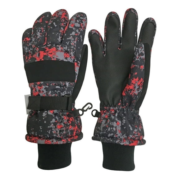 N'Ice Caps Kids Thinsulate Waterproof Printed Snow Ski Gloves | Boys Girls Winter Blue