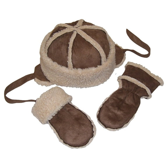 N'Ice Caps Kids Unisex Suede Micro Fiber Hat Mitten Winter Snow Set - Boys Girls Toddler