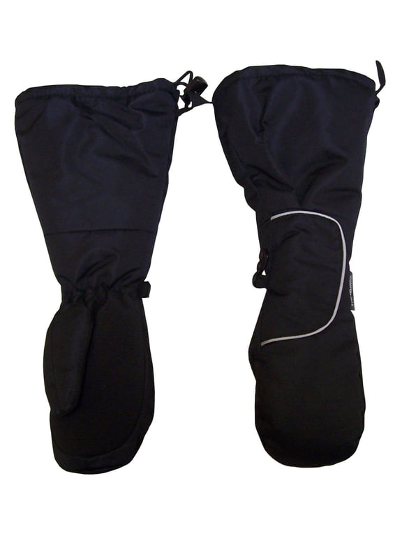 Kids Unisex Waterproof Elbow Length Mittens Thinsulate Snow Gloves, Black