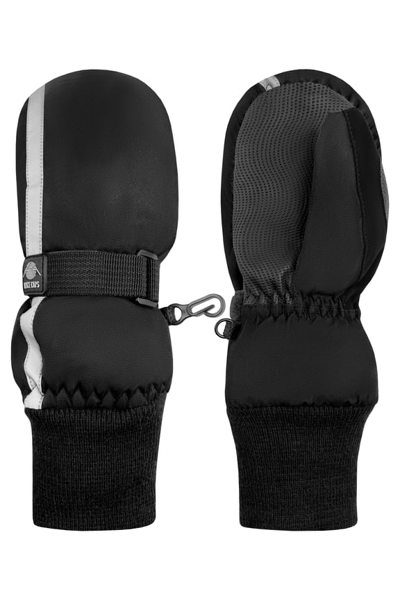 Kids Waterproof Thinsulate Mittens Reflector Winter Snow Gloves Boys Girls Toddler Black