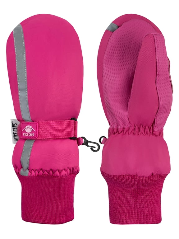 Kids Waterproof Thinsulate Mittens Reflector Winter Snow Unisex Toddler Pink