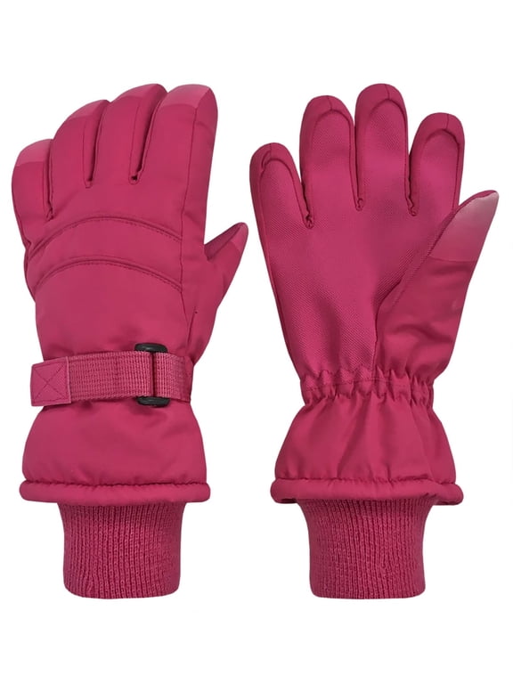 Kids Winter Thinsulate Waterproof Gloves Insulated Ski Snow Unisex Children Pink