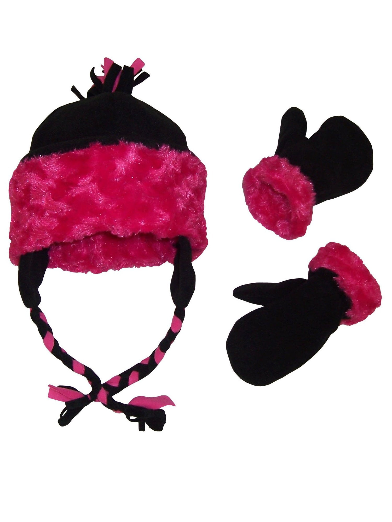 N'Ice Caps Little Girls Baby Velboa Lined Fleece Hat Mitten Winter Set