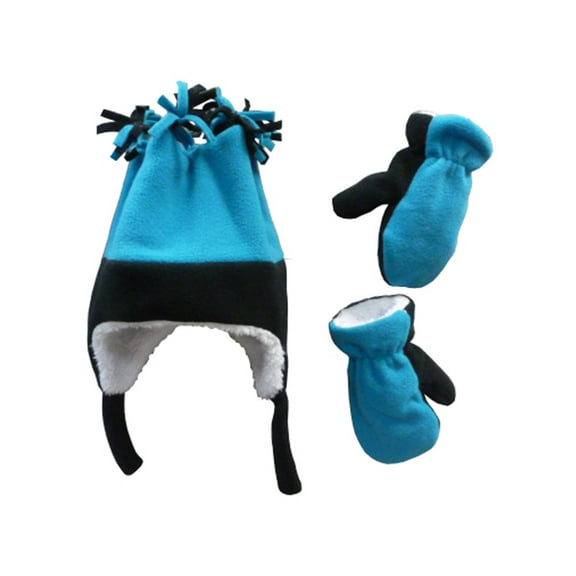N'Ice Caps Little Girls Fleece Winter Hat Mittens Set Sherpa Lined - Toddlers Kids