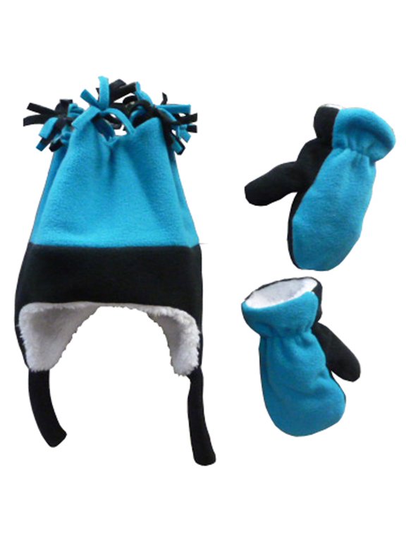 Little Girls Fleece Winter Hat Mittens Set Sherpa Lined - Toddlers Kids