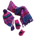 thumbnail image 1 of N'Ice Caps Little Girls Sherpa Lined Geo Print Hat, Scarf & Glove 3-Piece Winter Set - Pink, 1, 1 of 7