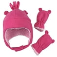 thumbnail image 1 of N'Ice Caps Little Girls Toddler Baby Soft Sherpa Lined Fleece Pilot Hat Mitten Set Pink, 1 of 7