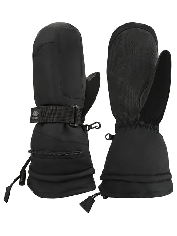 Men Women Waterproof Mittens 100 Gram Thinsulate Gloves Extreme Cold Snow Winter Black