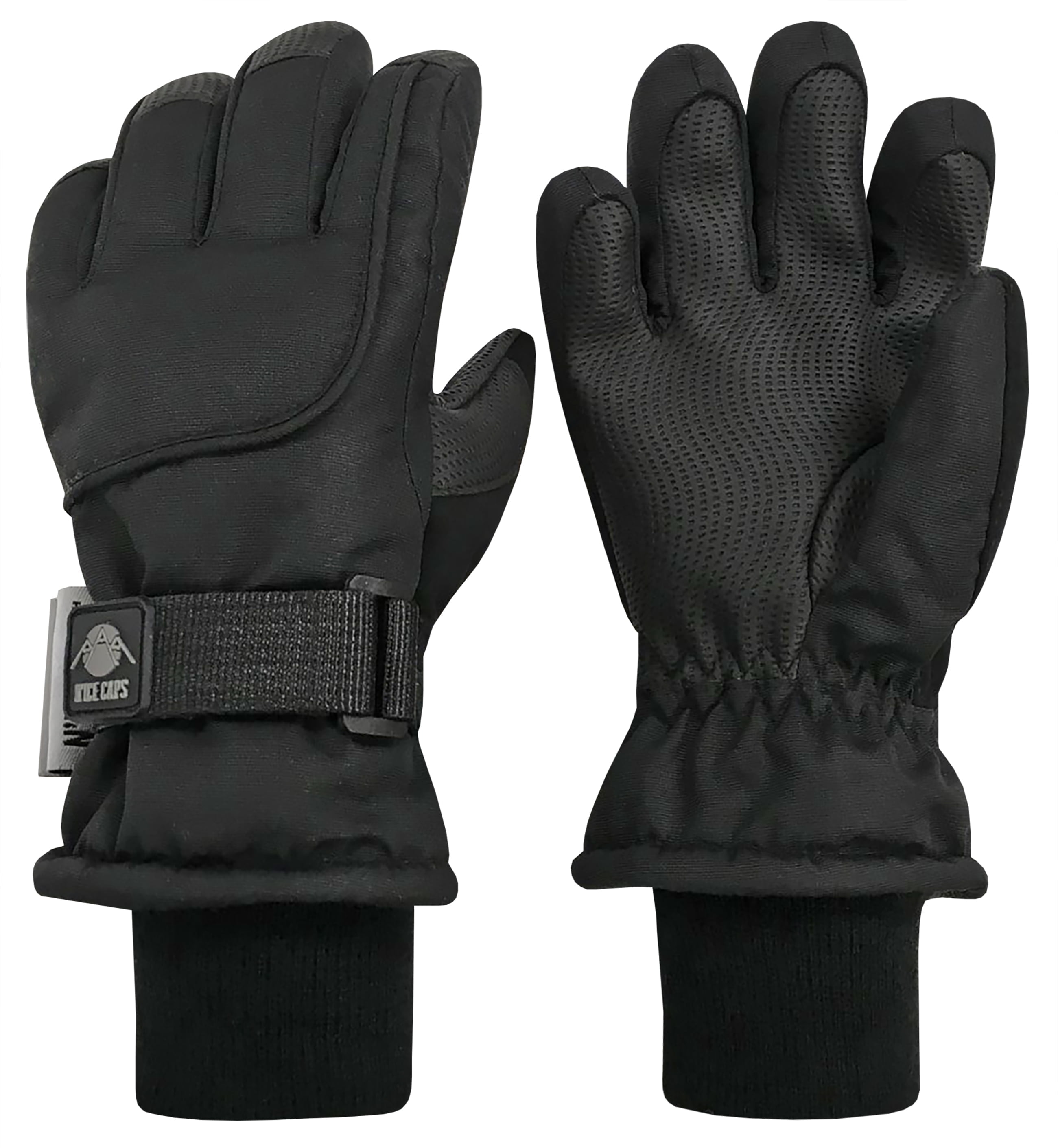 N Ice Caps Men s Women s 100 Gram Thinsulate Waterproof Ski Snow Winter Gloves Black Unisex Walmart