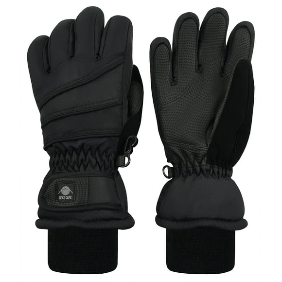 N'Ice Caps Men's Women's Waterproof Thinsulate Gloves Winter Snow Ski Adults Unisex, Black