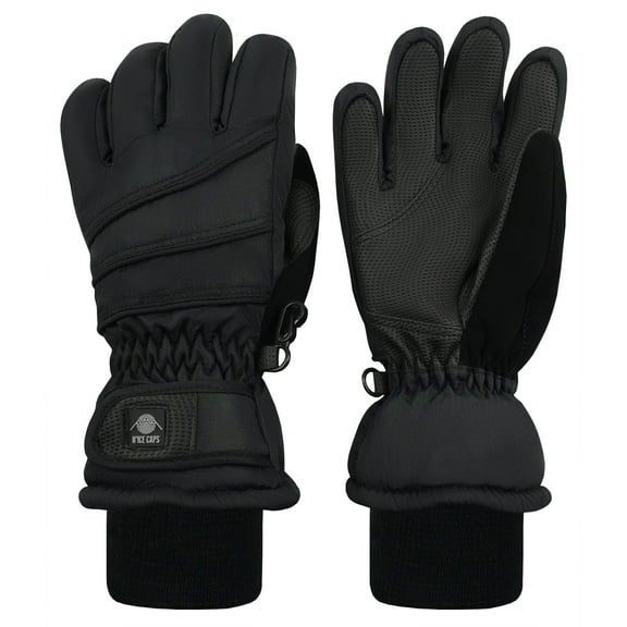 N'Ice Caps Men's Women's Waterproof Thinsulate Gloves Winter Snow Ski Adults Unisex, Black