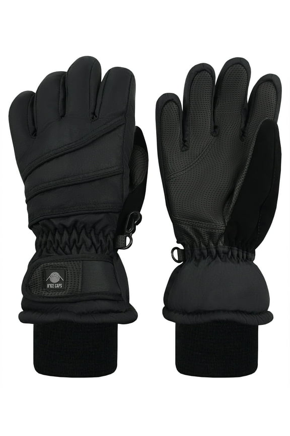 Men's Women's Waterproof Thinsulate Gloves Winter Snow Ski Adults Unisex, Black